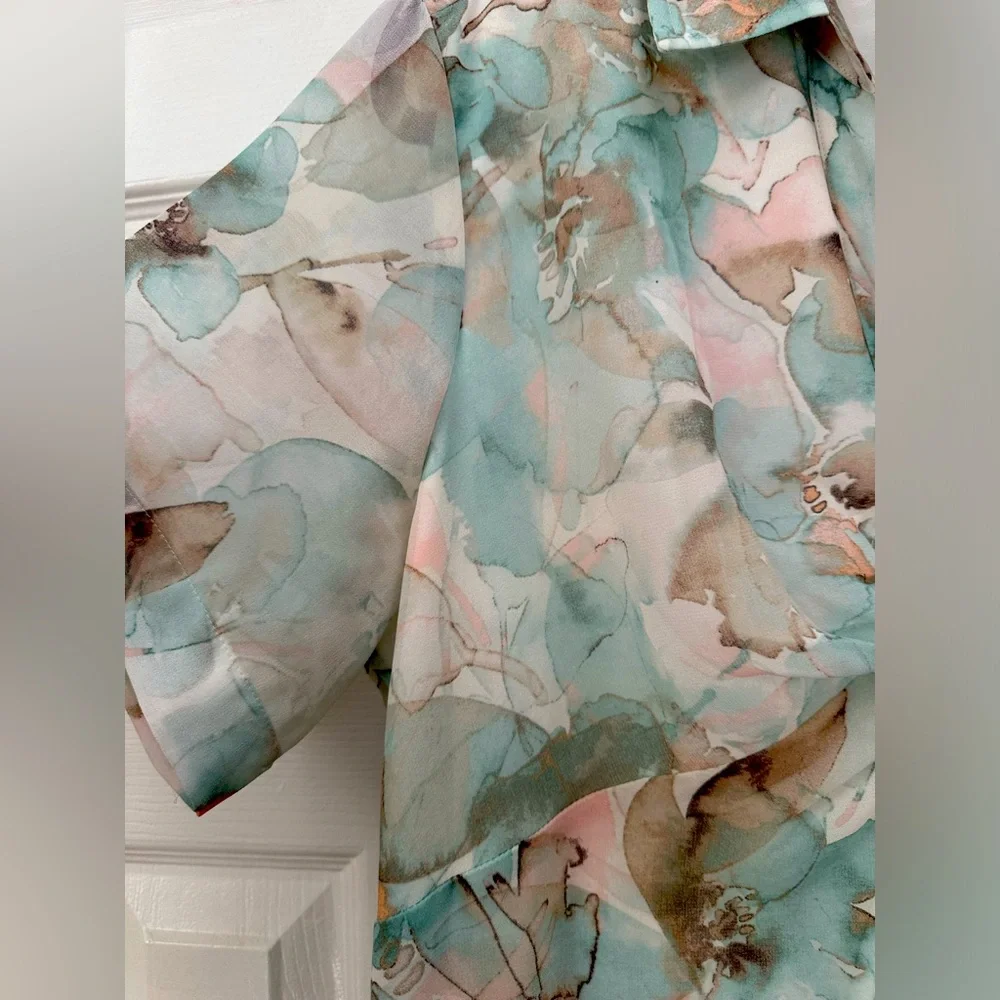 Calvin Klein Chiffon Pastel Maxi Dress size 14 NWOT Bridal Shower Guest - Picture 6 of 7